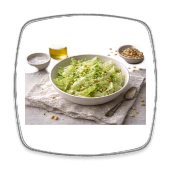 Salade aux pignons de pin - Magnet carré - blanc - Devant
