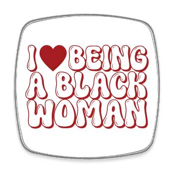Motif de lettre bulle de femme noire fière - Magnet carré - blanc - Devant