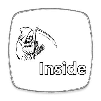 Dead Inside – Dark Skull Reaper-Design - Viereckiger Kühlschrankmagnet - Weiß - Vorne