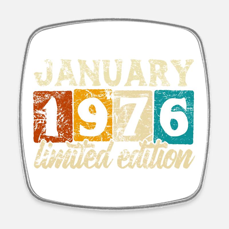 Édition limitée cadeau d’anniversaire de janvier 1976 - Magnet carré - blanc