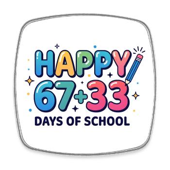 Happy 100 Days School Mathematik-Gleichung - Viereckiger Kühlschrankmagnet - Weiß - Vorne