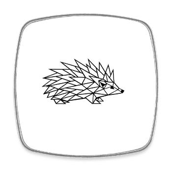 Geometrische Igel-Linienzeichnung - Viereckiger Kühlschrankmagnet - Weiß - Vorne