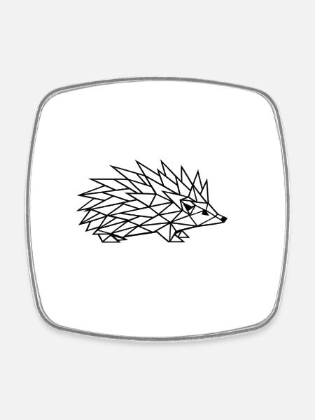 Geometric Hedgehog Line Art - Square fridge magnet - white