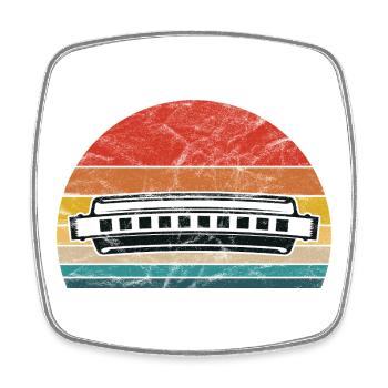 Harmonica Retro Vintage - Square fridge magnet - white - Front