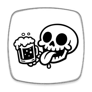 Skeleton Beer Glass Funny - Square fridge magnet - white - Front