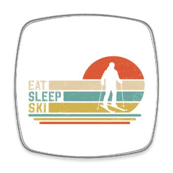 eat sleep ski  - Viereckiger Kühlschrankmagnet - Weiß - Vorne