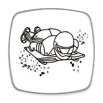 Skeleton Bobsleigh Winter Sports Sled - Square fridge magnet - white - Front