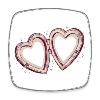Double heart connection - Square fridge magnet - white - Front