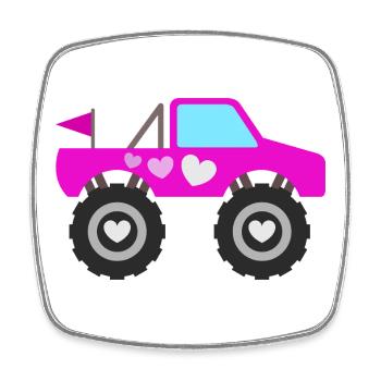 Pinker Monstertruck - Viereckiger Kühlschrankmagnet - Weiß - Vorne