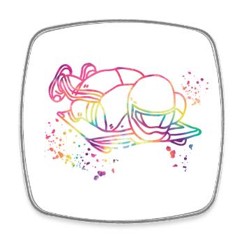 Skeleton Bobsleigh Winter Sports Sled - Square fridge magnet - white - Front