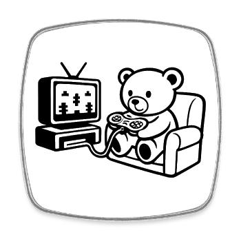 Gamer Teddy - Square fridge magnet - white - Front