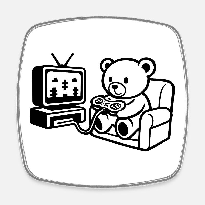 Gamer Teddy - Magnet carré - blanc