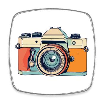 Retro Spiegelreflex Kamera Fotoaparat Illustration - Viereckiger Kühlschrankmagnet - Weiß - Vorne