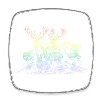 Rehherde im Regenbogen - Viereckiger Kühlschrankmagnet - Weiß - Vorne