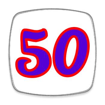 50. 50 ANS. 50e ANNIVERSAIRE. ANNIVERSAIRE 50 ANS. - Magnet carré - blanc - Devant