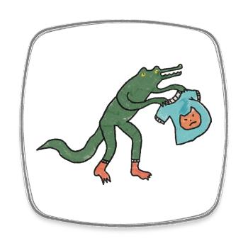 Kroko_mit_shirt - Square fridge magnet - white - Front