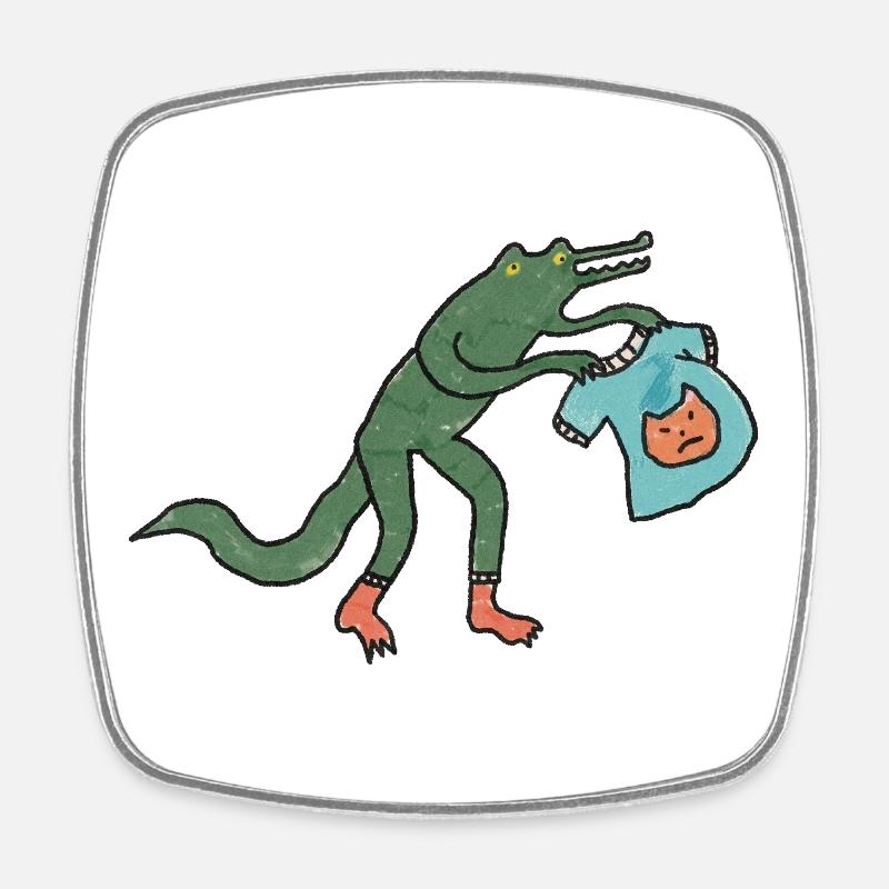 Kroko_mit_shirt - Viereckiger Kühlschrankmagnet - Weiß