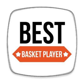 Super Basketteur - Basketball - Magnet carré - blanc - Devant