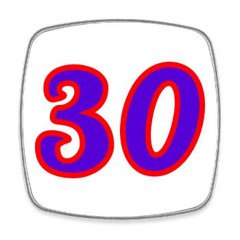 30. 30 ANS. 30e ANNIVERSAIRE. ANNIVERSAIRE 30 ANS. - Magnet carré - blanc - Devant