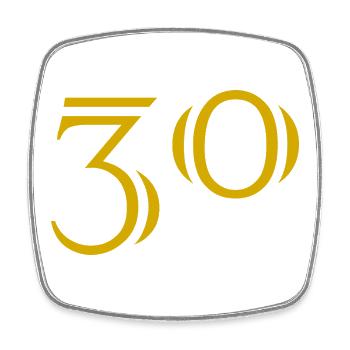30. 30 ANS. 30e ANNIVERSAIRE. ANNIVERSAIRE 30 ANS. - Magnet carré - blanc - Devant