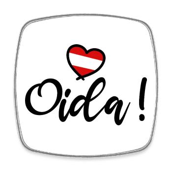 Oida! Österreich Herz I love Austria Dialekt  - Viereckiger Kühlschrankmagnet - Weiß - Vorne