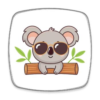 Koala chic sur tronc avec lunettes - Magnet carré - blanc - Devant