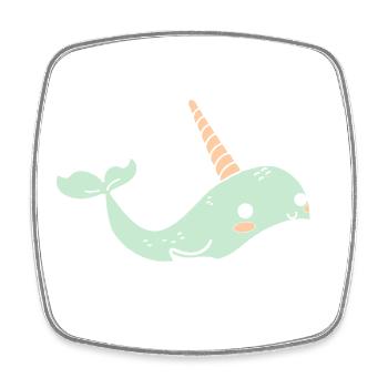 narwhal - Square fridge magnet - white - Front