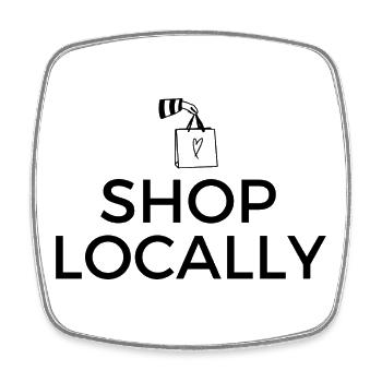 Shop Locally - Buy locally - Square fridge magnet - white - Front