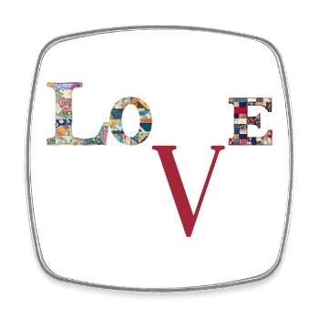 Liebe Patchwork-Typografie - Viereckiger Kühlschrankmagnet - Weiß - Vorne