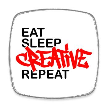 Eat Sleep Creative Repeat - Viereckiger Kühlschrankmagnet - Weiß - Vorne