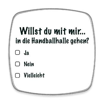 Handball Date Saying Invitation (Black) - Square fridge magnet - white - Front