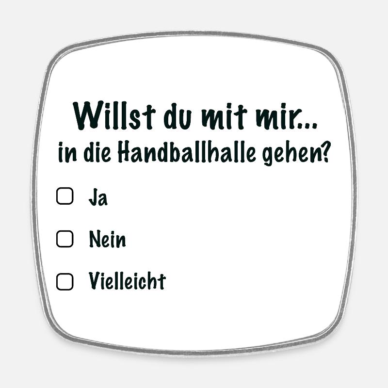 Handball Date Saying Invitation (Black) - Square fridge magnet - white