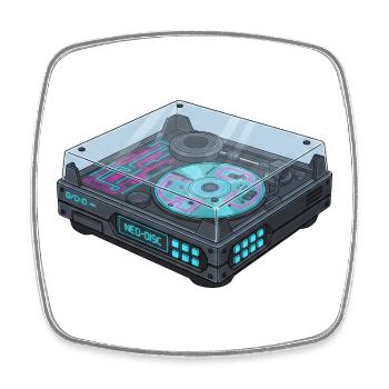 Futuristic Turntable Cool Modern Design - Square fridge magnet - white - Front