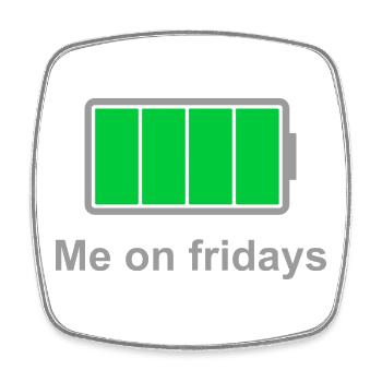 Full Battery Fridays - Viereckiger Kühlschrankmagnet - Weiß - Vorne