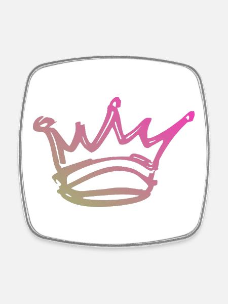 Gradient Crown Sketch - Square fridge magnet - white