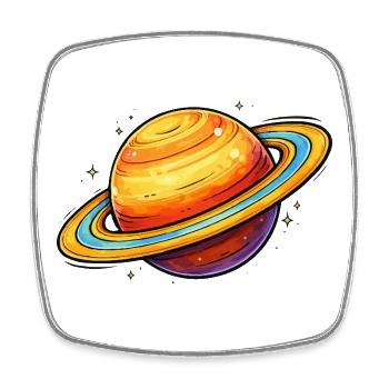 Planète Saturne - Magnet carré - blanc - Devant