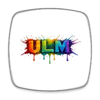 Regenbogenfarben ULM Schriftzug - Viereckiger Kühlschrankmagnet - Weiß - Vorne
