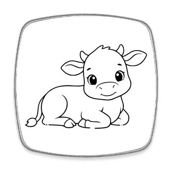Lying Calf Cow Baby Outline - Square fridge magnet - white - Front