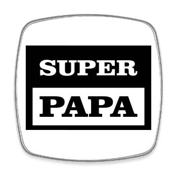 SUPER PAPA - Magnet carré - blanc - Devant