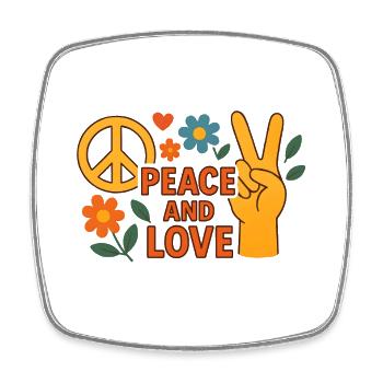 Paix et Amour Floral Rétro - Magnet carré - blanc - Devant