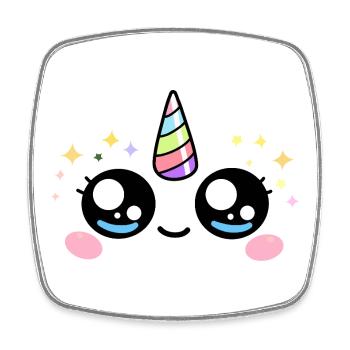 Einhornaugen Kawaii – Niedliche magische Augen - Viereckiger Kühlschrankmagnet - Weiß - Vorne