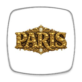 Ornement de CRÂNE d’Or PARIS - Magnet carré - blanc - Devant