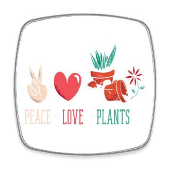 Amateur des plantes Paix Amour Plantes Fleurs succulentes - Magnet carré - blanc - Devant