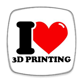 I love 3d printing - Square fridge magnet - white - Front