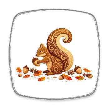 Stylized squirrel with acorn in autumn - Square fridge magnet - white - Front
