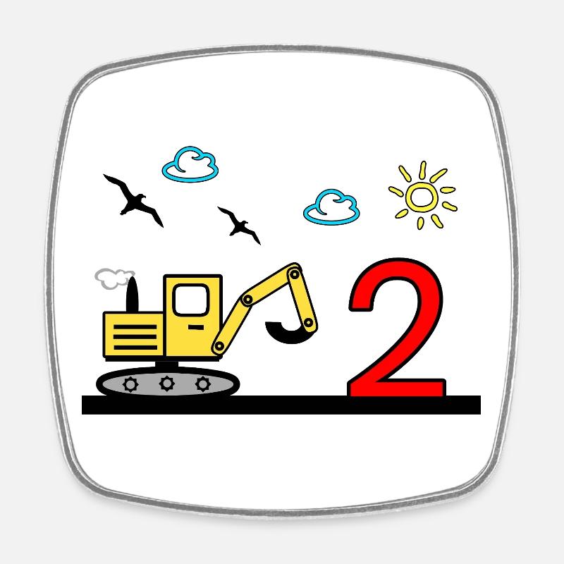 Excavator - Square fridge magnet - white
