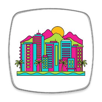 Sunshine Coast City Skyline Beach Moderne Kunst - Viereckiger Kühlschrankmagnet - Weiß - Vorne