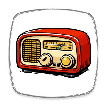 Red retro radio illustration - Square fridge magnet - white - Front