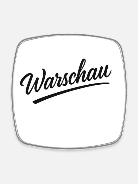 Warsaw lettering in italics - Square fridge magnet - white