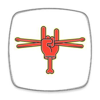 Cartoon Hand With Drumsticks - Square fridge magnet - white - Front
